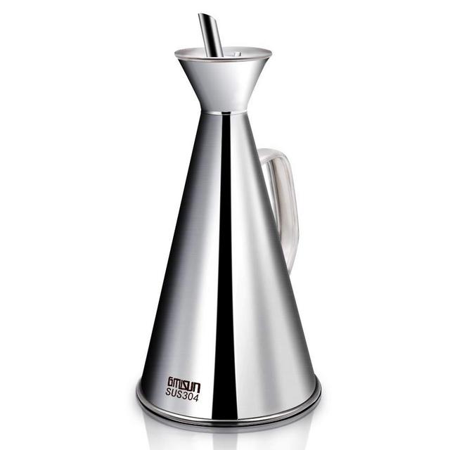 GMISUN Stainless Steel Olive Oil Dispenser, 17oz Olive Oil Can Drip Free Oil Vinegar Leak Proof Cruet for Kitchen 500ml