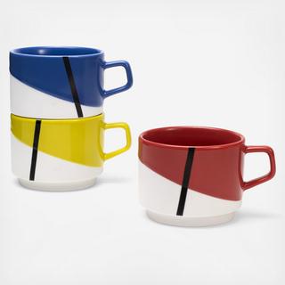 3-Piece De Stijl Stacking Mug Set