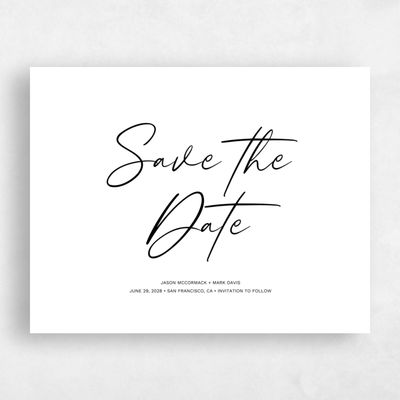 White Simple Wedding Save the Date - Nahomi Type