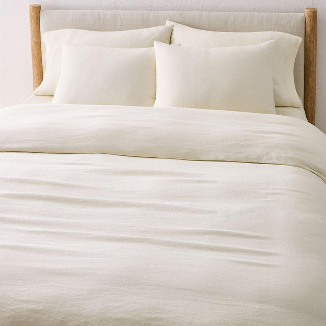 European Flax Linen Duvet, Full/Queen, Alabaster