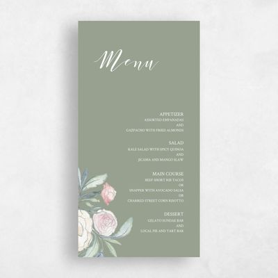Green Floral Wedding Menu - Wilbur