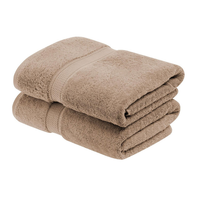 Solid Luxury Premium Cotton 900 GSM Highly Absorbent 2 Piece Bath Towel Set, Latte by Blue Nile Mills