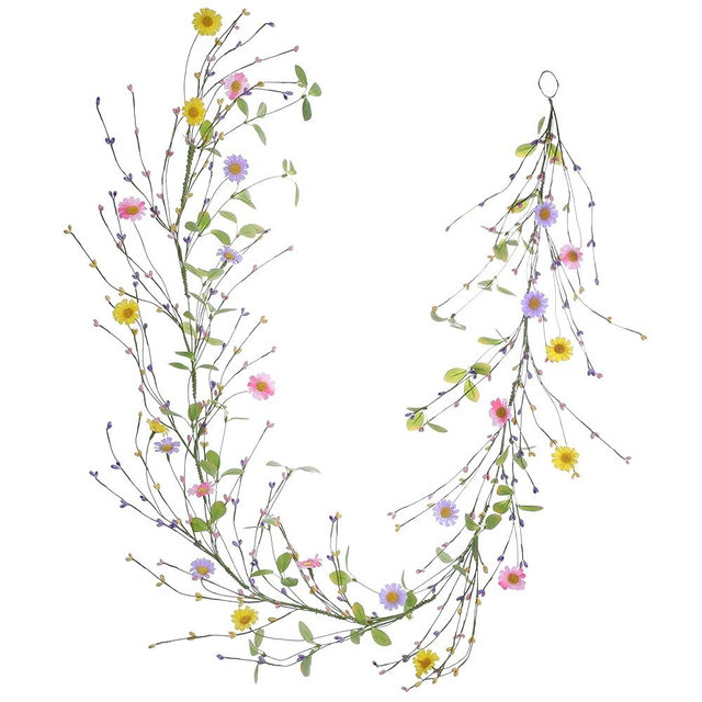LLZLL Spring Daisy Garlands - 5FT/60IN Long, Multi Color, U-Shaped, Plastic & Polyester, Perfect for Spring/Summer/Easter Decor