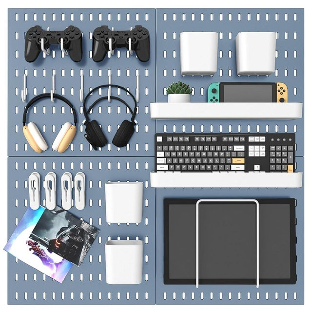 MULSAME Pegboard Combination Kit, 25.2" x 25.2" Wall Mounted Storage Set with 4 Pegboards & 20 Accessories Hanging, Peg Boards Organizer