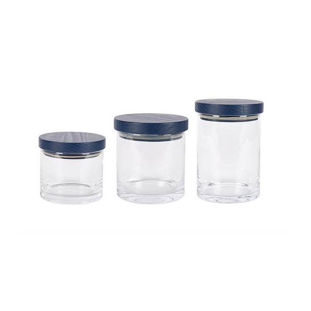 Navy Wood Top Canister (Medium)