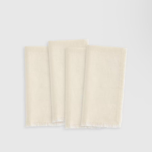 European Linen Fringe Napkins (Set of 4) - Natural