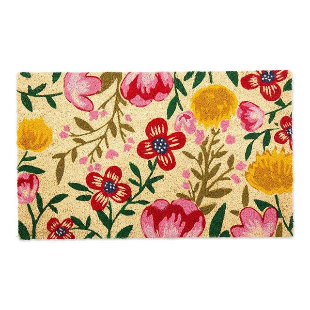 DII Indoor/Outdoor Natural Coir Fiber Spring/Summer Doormat, 18x30, Bright Blossom