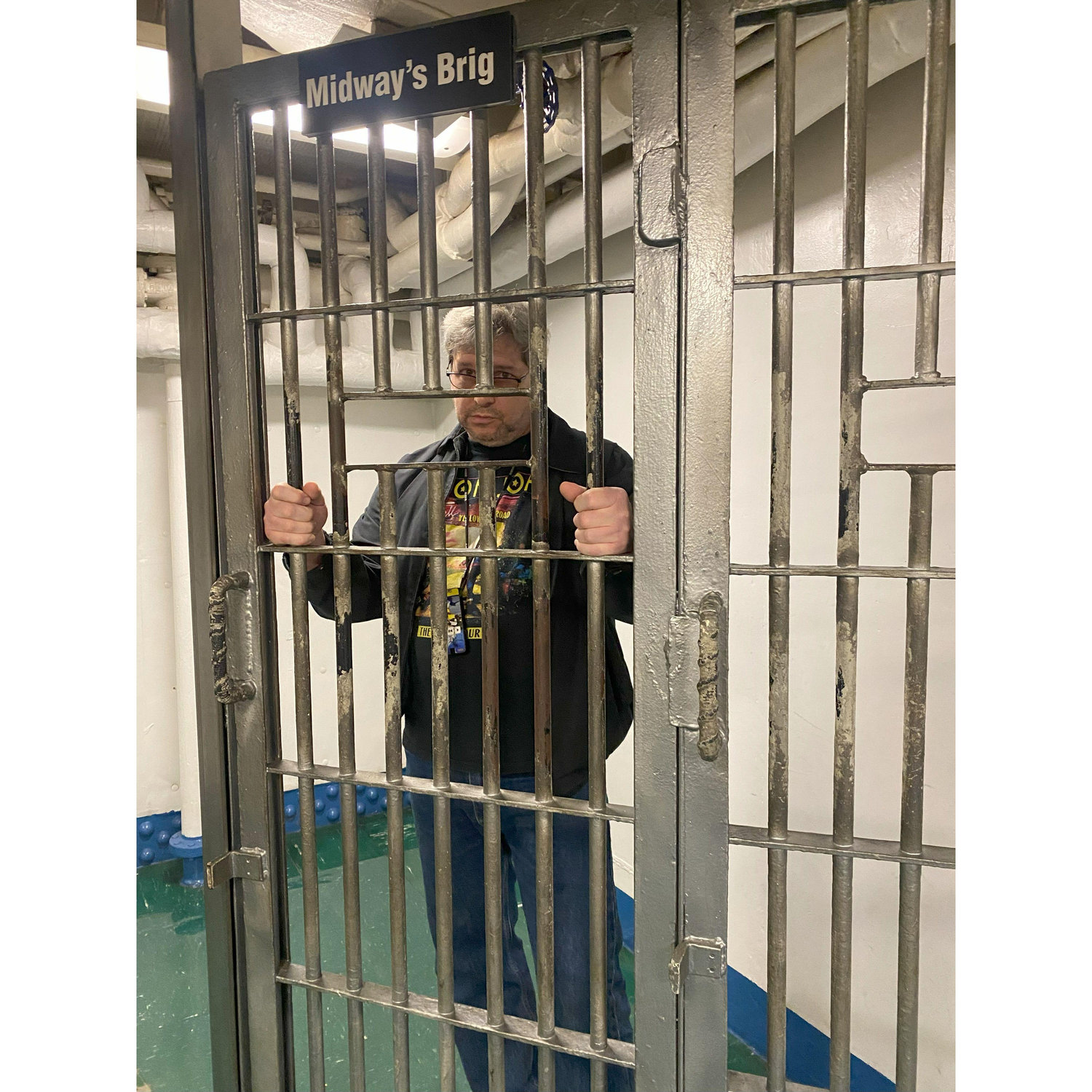 If you can't do the time, don't do the crime! At the USS Midway museum in San Diego.