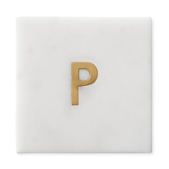 Marble & Brass Monogram Coasters, Set of 4