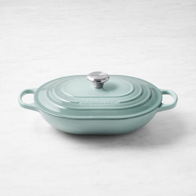 Le Creuset Signature Enameled Cast Iron Covered Oval Casserole, 3 3/4-Qt., Sea Salt