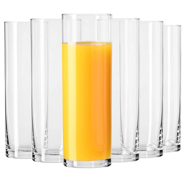 KROSNO Tall Water Juice Beverage Drinking Highball Glasses | Set of 6 pieces | 6.8 oz | Pure Collection | Ideal for Home, Restaurant, Events & Parties | Dishwasher Safe