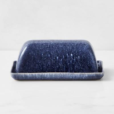 Cyprus Reactive Glaze Butter Dish, Blue