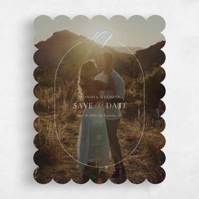 White Scalloped Wedding Save the Date - Brixen Photo