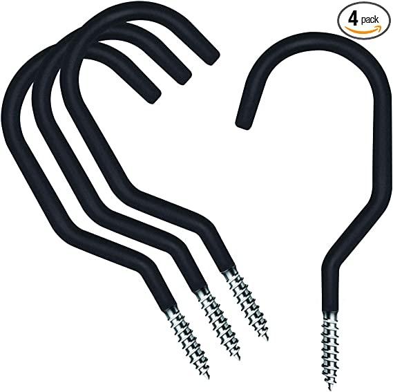 Heavy Duty Bike Hook: 4 Pack Small Size Perfect Hooks | Hangers for Garage Ceiling and Wall Bicycle Storage and Hanging Screw in Bike Storage Hanger
