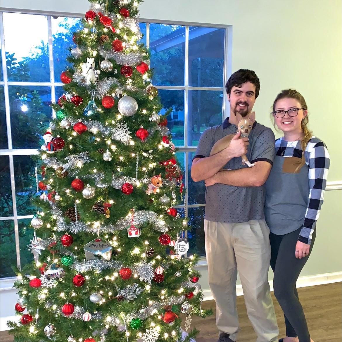 Our first Christmas in the house! The Christmas tree was the first official piece of "furniture" put in the house (before even a bed or couch). I brought the Christmas tree over & decorated it while Jesse was at work. I told him to come over when he got off of work & he was so surprised! November 27, 2020.