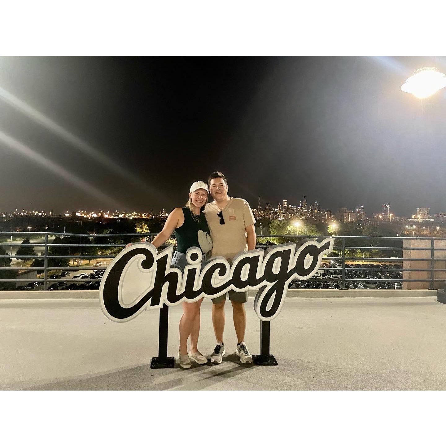 Quick stop to enjoy the Chicago hot dogs and White Sox game!
