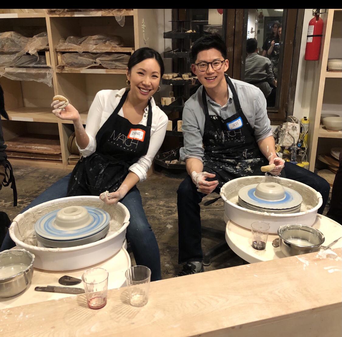 Valentines Day attempt at ceramics: Diane 1, Jeff 0