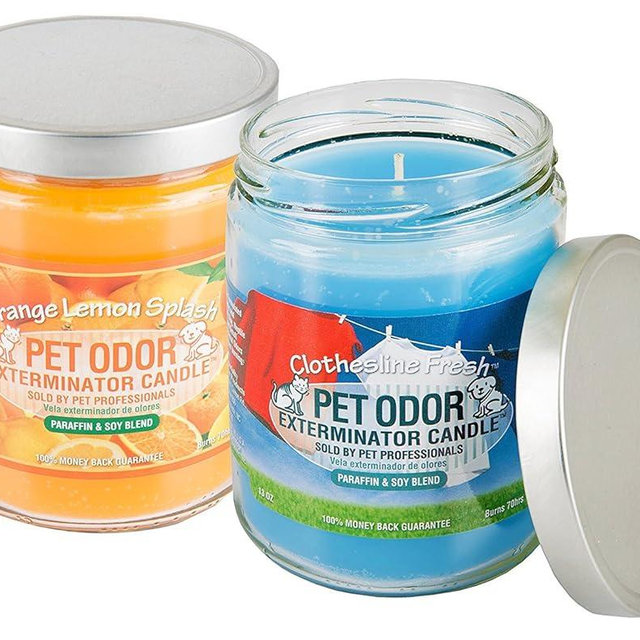 Pet Odor Specialty Pet Products Exterminator, 13 Ounce Orange Lemon Splash Jar Candle and 13 Ounce Clothesline Fresh Jar Candle