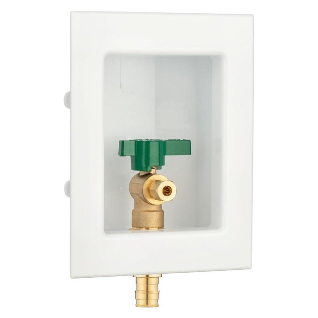 (1 Pack) Lidertik 1/2 inch Expansion PEX-A Pre-Assembled Ice Maker Outlet Box Valve 1/4 inch Recessed Refrigerator Water Line Wall Box with Shut Off Valve LI-ZBQH-530