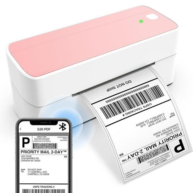 ASprink Bluetooth Thermal Label Printer, 241BT Wireless Shipping Label Printer for Small Business & Packages, Pink Thermal Label Printer Shipping Label Maker, Compatible with iPhone, USPS, Amazon
