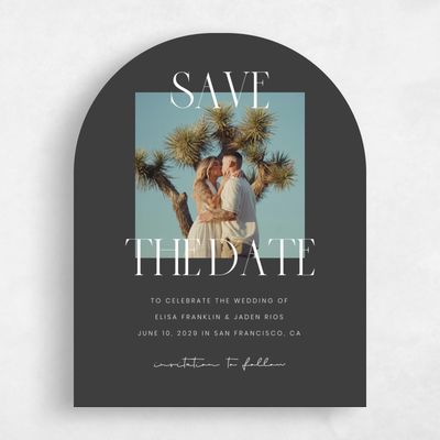 Grey Arch Wedding Save the Date - Garrett Photo