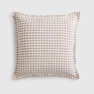 European Linen Gingham Euro Sham in Cafe