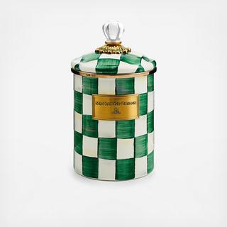 Emerald Check Enamel Canister