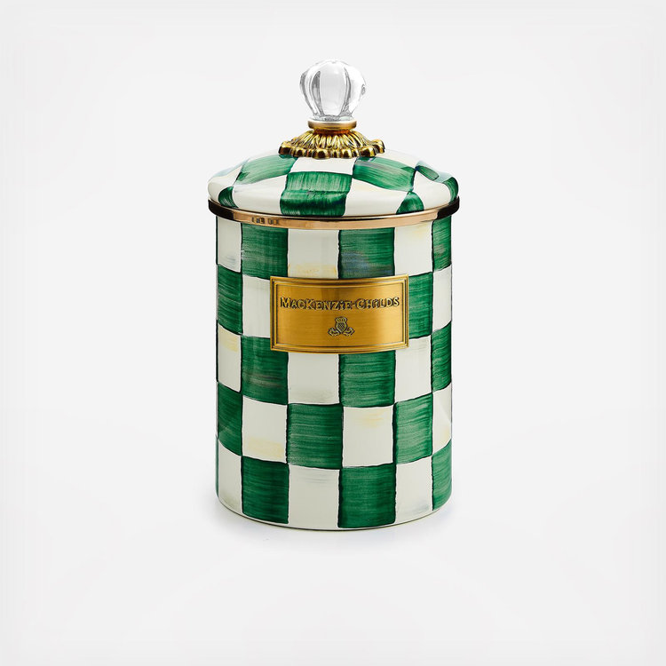 MacKenzie-Childs, Emerald Check Enamel Canister | Zola