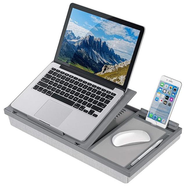 LapGear Ergo Pro Lap Desk with 20 Adjustable Angles, Mouse Pad, and Phone Holder - Gray - Fits up to 15.6 Inch Laptops and Most Tablets - Style No. 49405