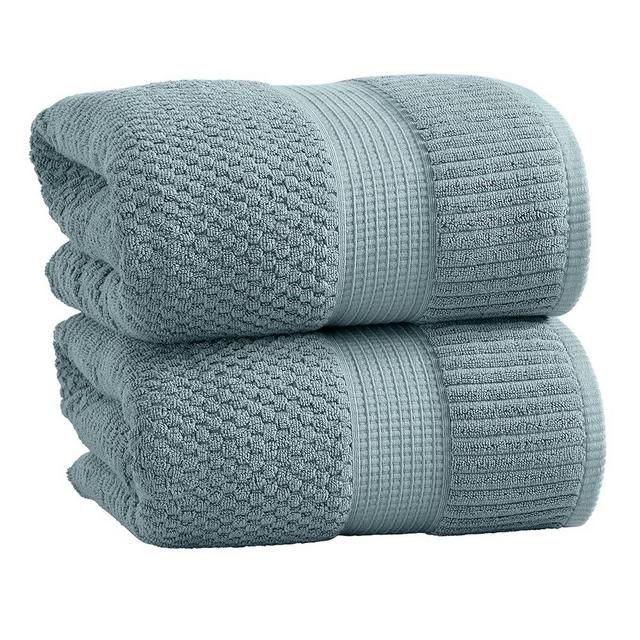 NY Loft 100% Cotton 2 Pack Bath Sheet Towel Set | Extra Large Oversize Bath Towels | Absorbent & Quick-Dry | Textured and Durable Cotton | Stormy Sea