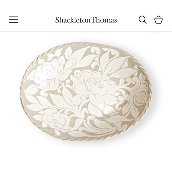 Large Cream Carved Oval Platter
