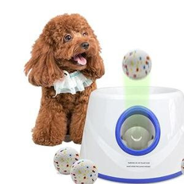 Automatic Dog Ball Launcher, Upgraded Dog Ball Throw Launcher, Adjustable Distance 20-45FT, for Small/Medium Dogs, with 3 2.3-inch ETPU Balls, Indoor and Outdoor Interactive Toys