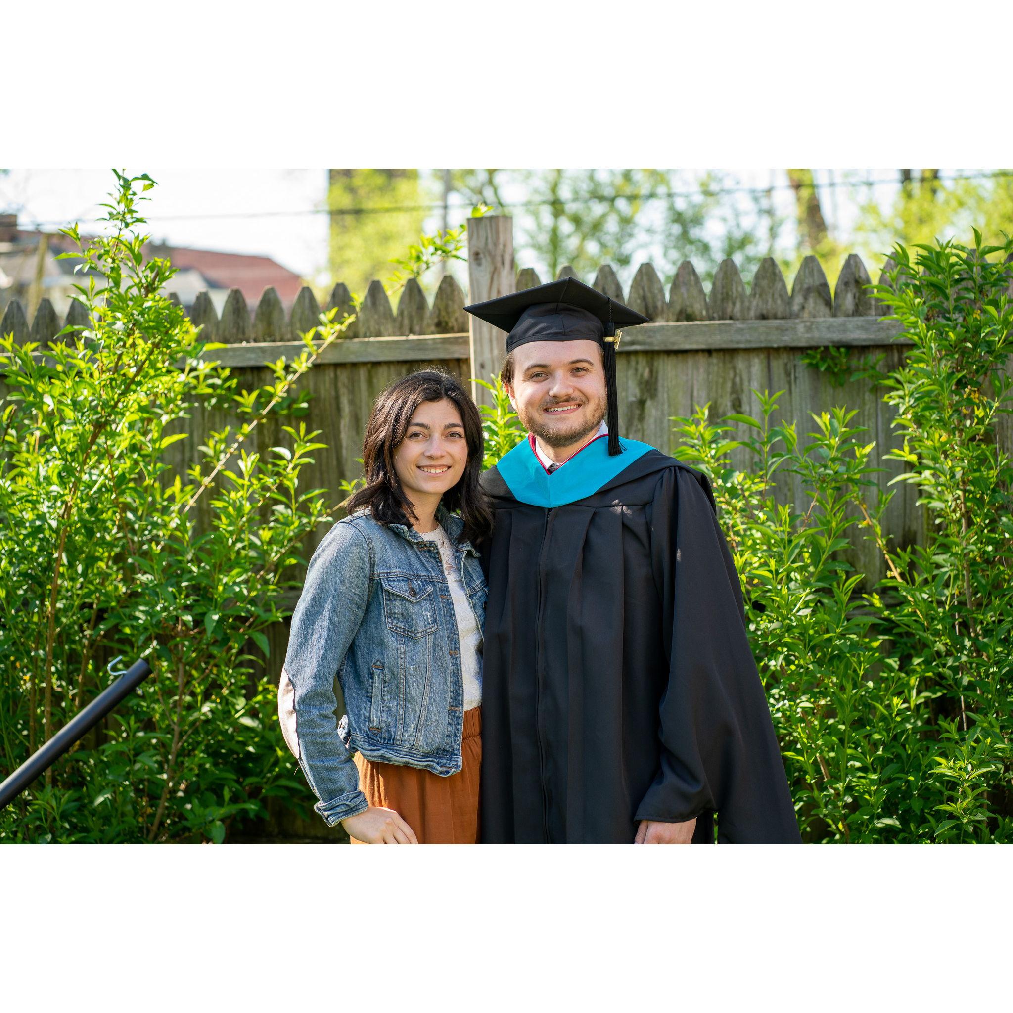 Nick's graduation day, earning his Masters.