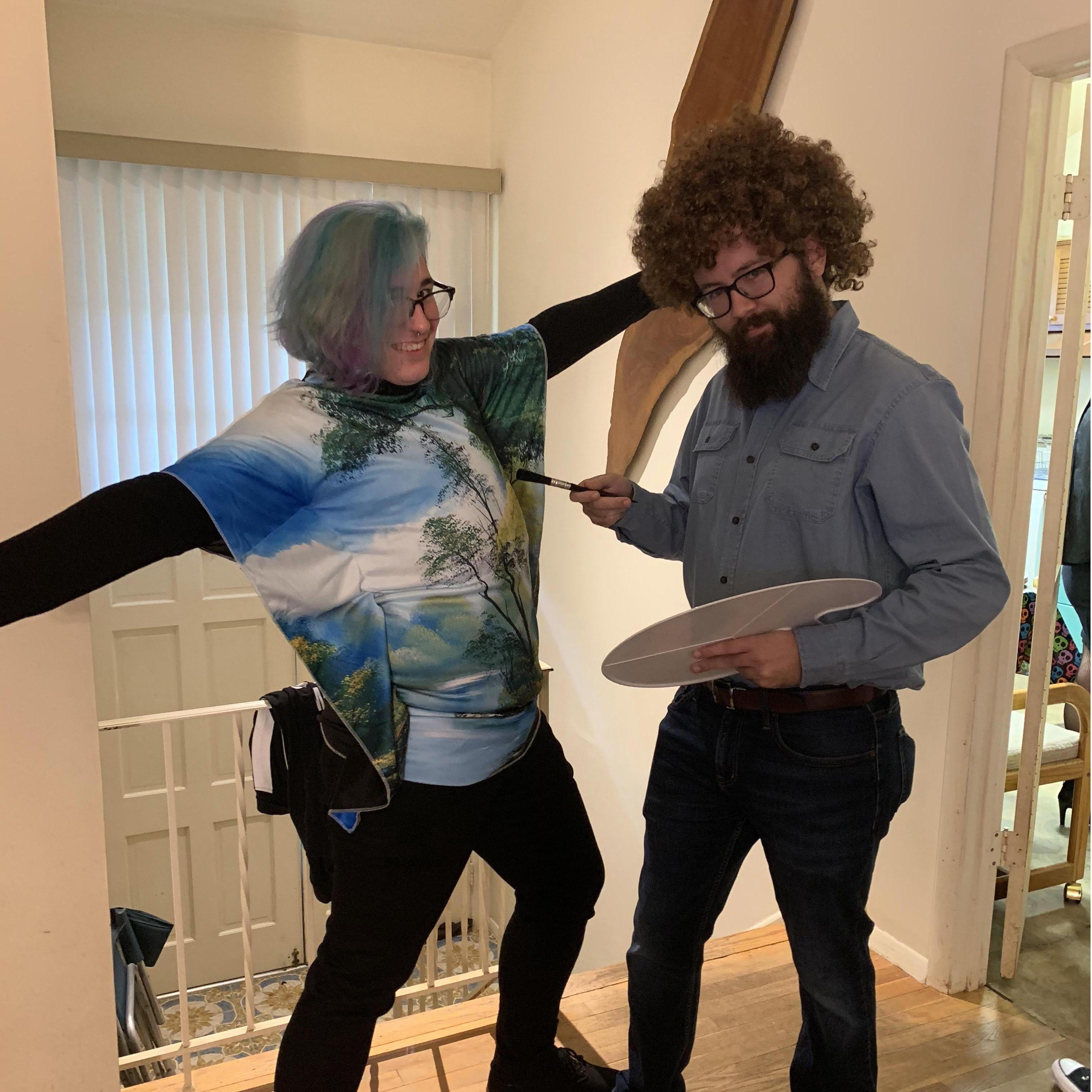 Halloween. Bob Ross and his painting.