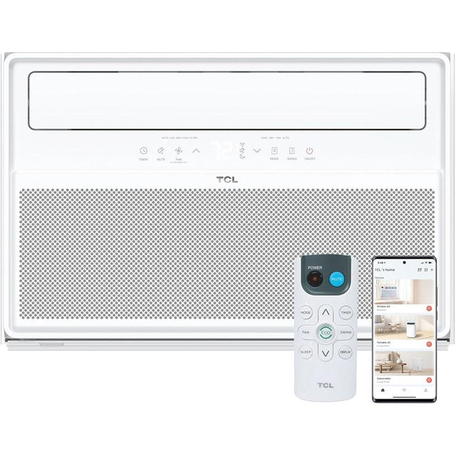 TCL 12,000 BTU Q-Series Smart Inverter Window AC with Heat Pump, Ultra-Quiet, up to 67% Energy Saving, 115V, Compatible with Alexa/Google Assistant/Apple Homekit/Matter, Cools up to 550 Sq. Ft.