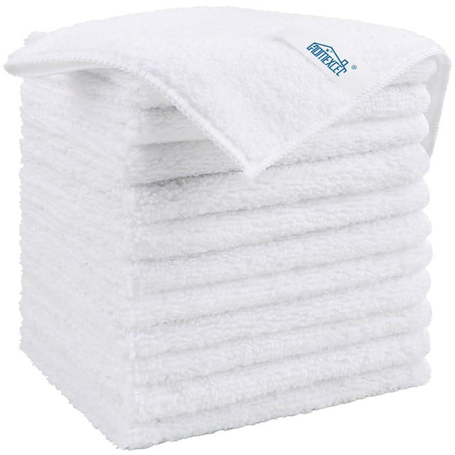HOMEXCEL White Microfiber Cleaning Cloth, 12 Pack Premium Microfiber Towels for Cars, Lint Free, Scratch-Free, Highly Absorbent, Reusable Cleaning Rags for Car, Household, Kitchen, 11.5"X11.5"