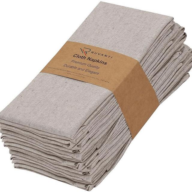 Ruvanti Cloth Napkins Set of 12, 18x18 Reusable Napkins Cloth Washable, Soft & Durable Table Napkins, Polycotton Chambray Dinner Napkins for Parties, Christmas, Thanksgiving, Weddings - Thunder