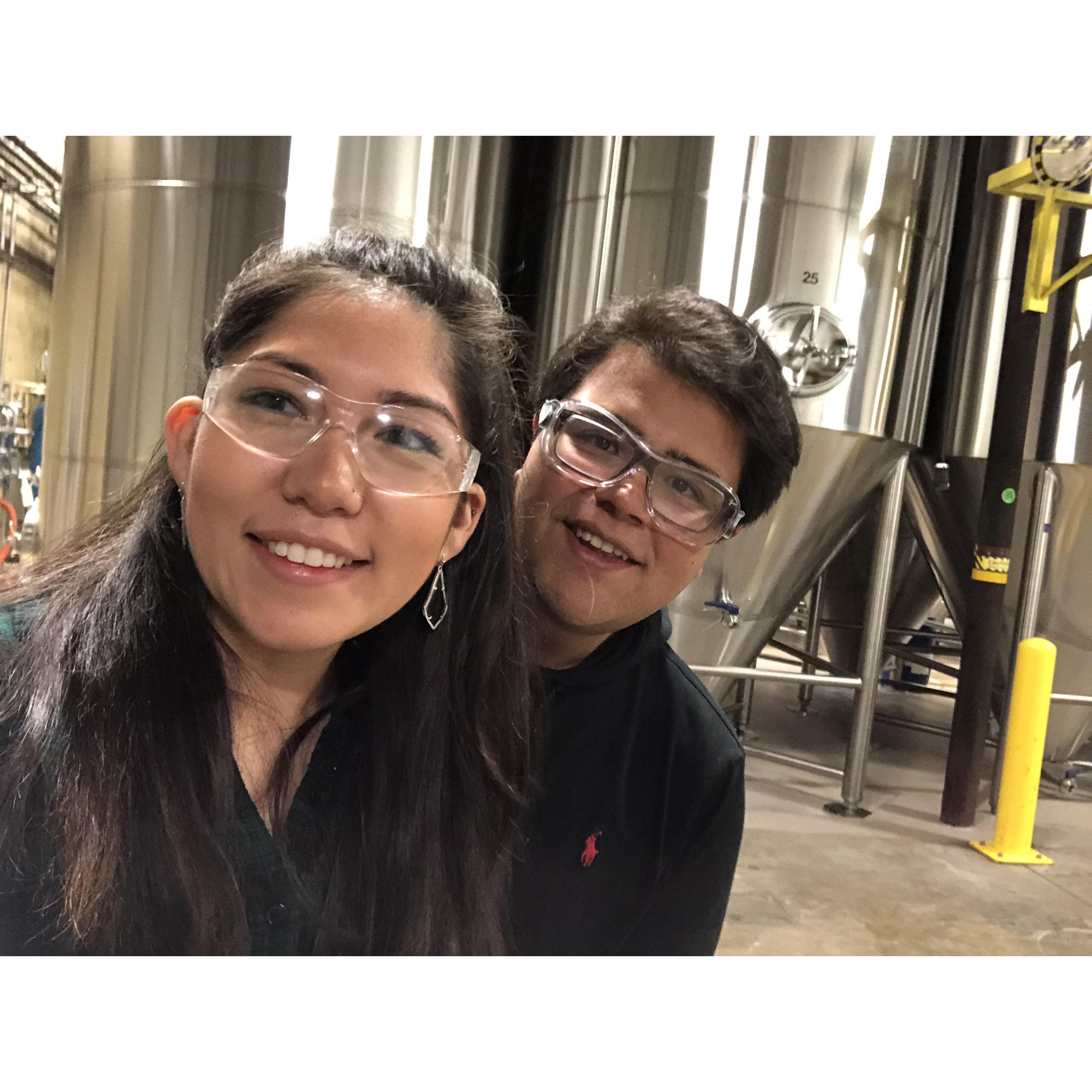 Touring Karbach brewery in Houston, TX. He took me on a date since it is my favorite beer!