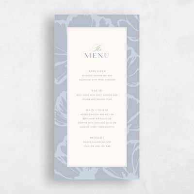 Blue Floral Wedding Menu - Esme
