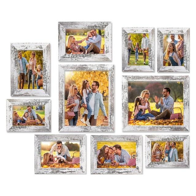 HEGATY 8x10, 5x7, 4x6 Picture Frame, 10 PCS Picture Frames Collage Wall Decor, Multi Sizes Picture Frame For Family Photo Frames Rustic White