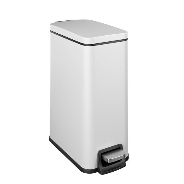 Veelesa Slim Bathroom Trash Can with Lid Soft Close, 1.6 Gallon Stainless Steel Garbage Can with Removable Inner Bucket, Durable Step Pedal, Small Trash Bins for Toilet, Bedroom, Kitchen, Office