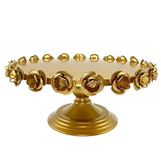 OMUDRA Gold Cake Stand for Party Decorations, Antique Gold Pedestal Stand for Bakery Display, Metal Gold Cake Stands for Dessert Table Birthday Wedding (8 inches)