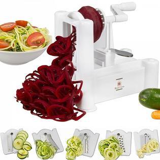 Brieftons Brieftons 5-Blade Spiralizer: Strongest-and-Heaviest Duty Vegetable Spiral Slicer, Best Veggie Pasta Spaghetti Maker for Low