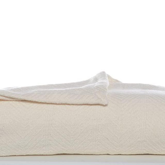 Eddie Bauer | Herringbone Collection | 100% Cotton Light-Weight and Breathable Blanket, Cozy and Soft Throw, Machine Washable, King, Bone