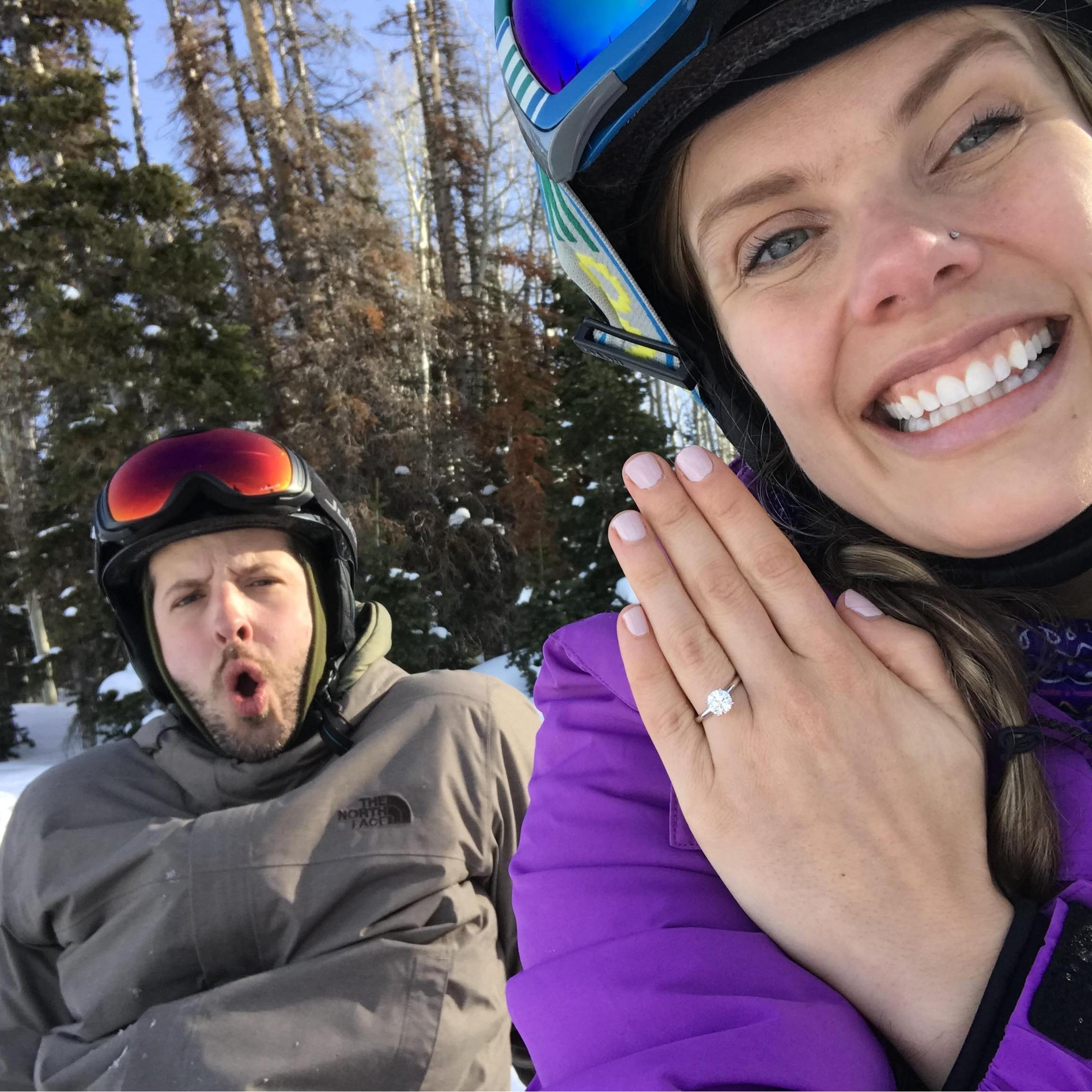 We were engaged on the side of a mountain at the top of Mountain Daisy Run in the Deer Valley Ski Resort on January 30, 2020!