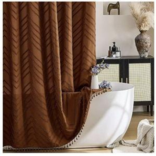Orange Shower Curtain Vintage Boho Shower Curtain Textured Tufted Chevron Rust Shower Curtains for Bathroom 72" x 72"