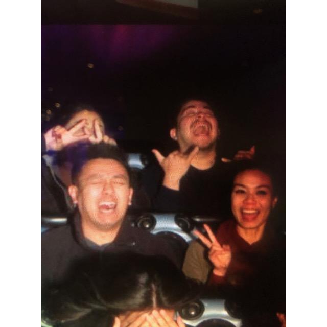 Splash Mountain at Disneyland. One is more terrified than the other.