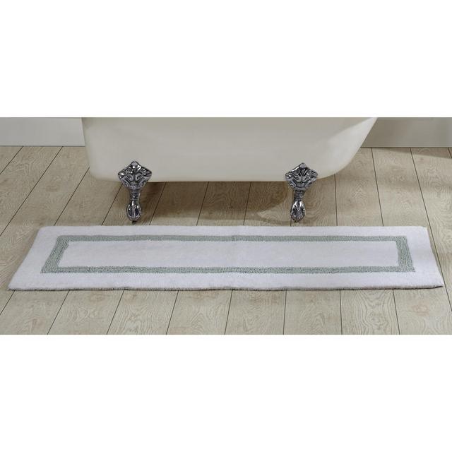 Better Trends Hotel Reversible Bath Rug, 100% Cotton, 20" x 60" Rectangle, White/Blue