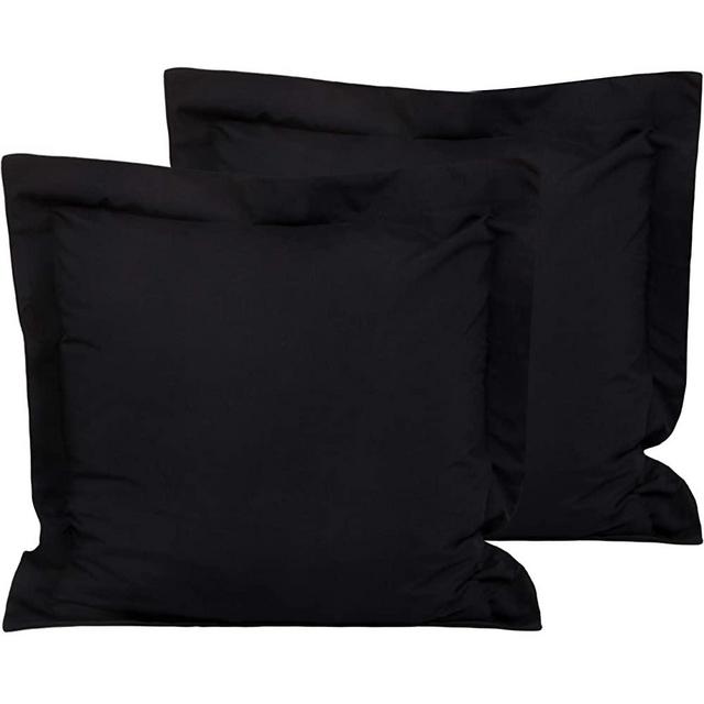 FLXXIE 2 Pack Microfiber European Pillow Shams, Ultra Soft and Premium Quality, 26" x 26" (Black, Euro)