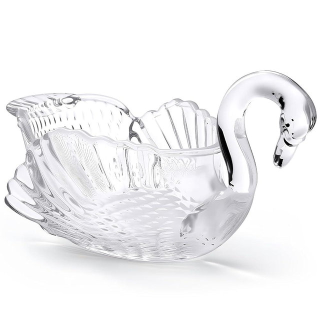 Patelai 9.84 x 5inch Crystal Swan Bowl Decorative Centerpiece Bowl for Candy Dish Flower Vase Fruits Table Decoration